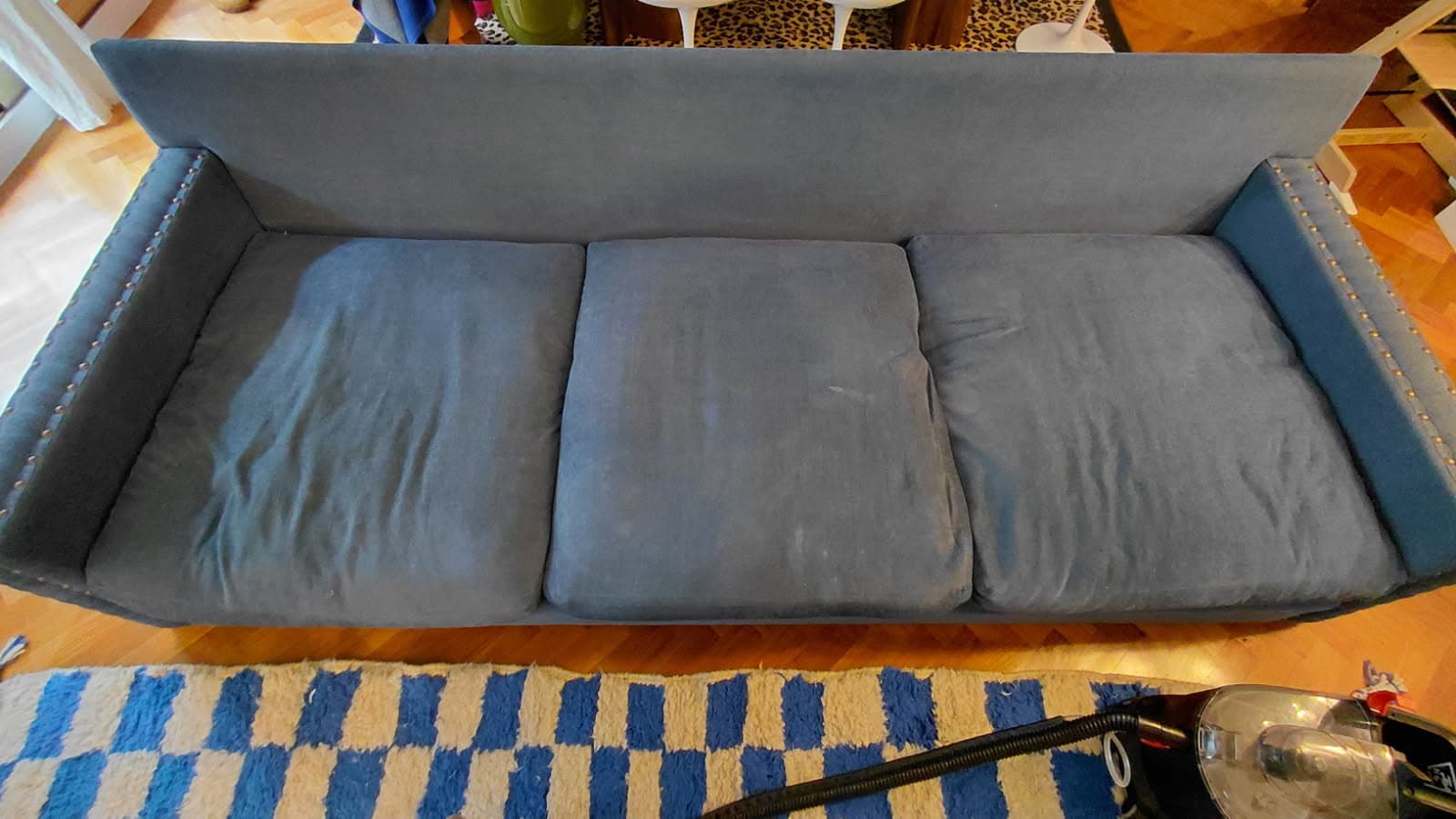 Grey fabric sofa - Before cleaning