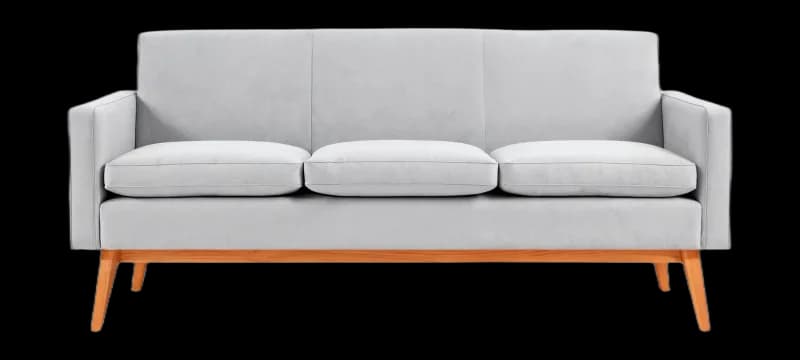 Canapé trois places en tissu gris clair