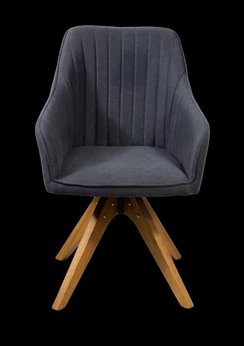 Chaise en tissu gris foncé, pieds en bois