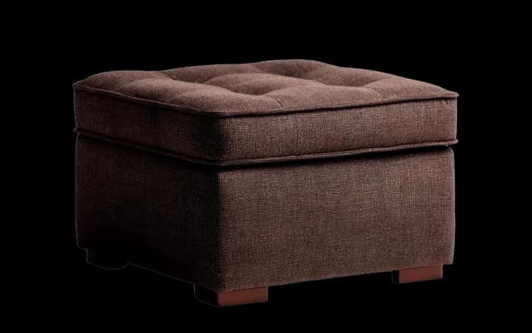 Pouf carré en tissu marron